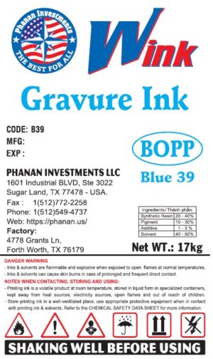 Wink Gravure Blue 39 ( Gravure solvent inks )